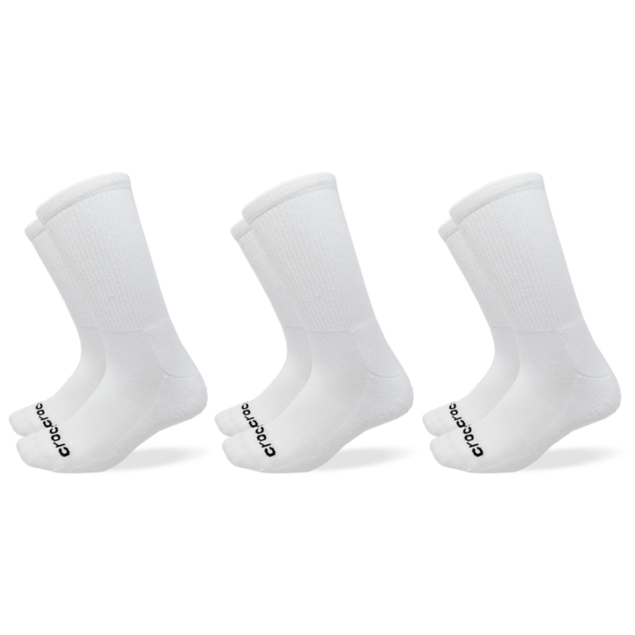 White Crocs Socks Crew Texture Logo 3-Pack - Side - Crocs