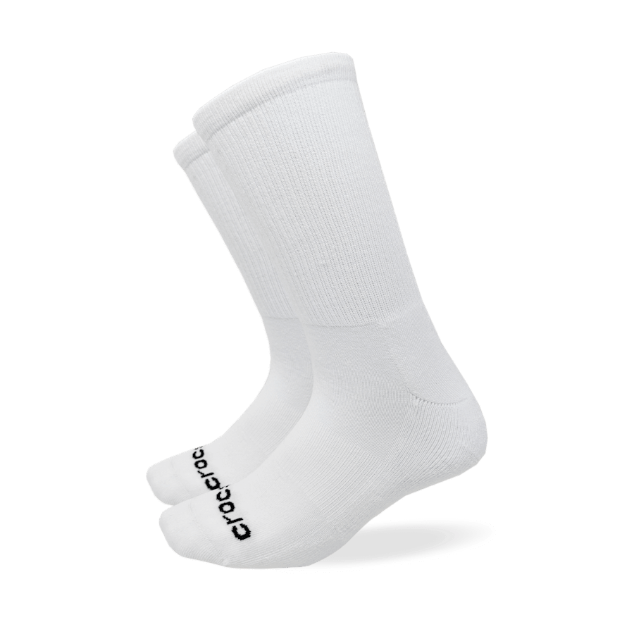 White Crocs Socks Crew Texture Logo 3-Pack - Angle - Crocs
