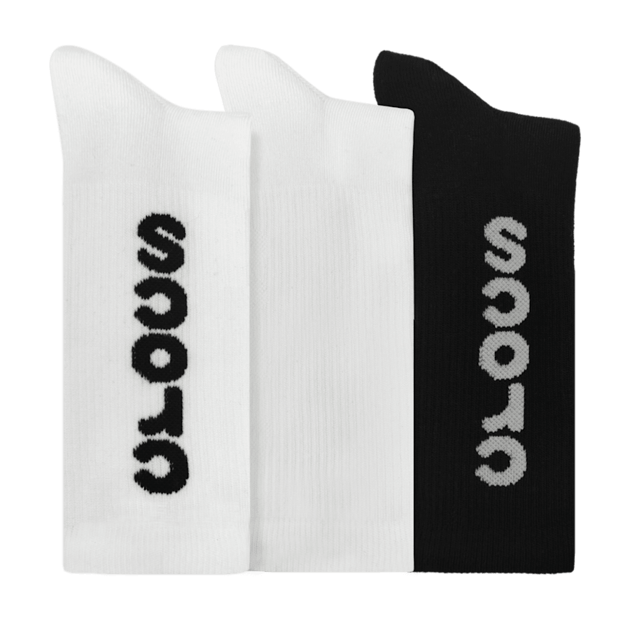 White / Black Macro Logo Crew Socks 3PK - Draufsicht - Crocs