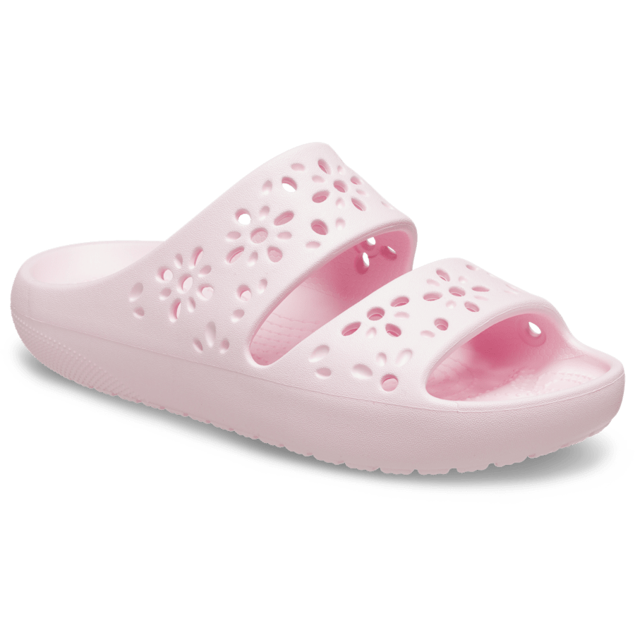 Pink Milk Classic Floral Cutout Sandal - Angle - Crocs