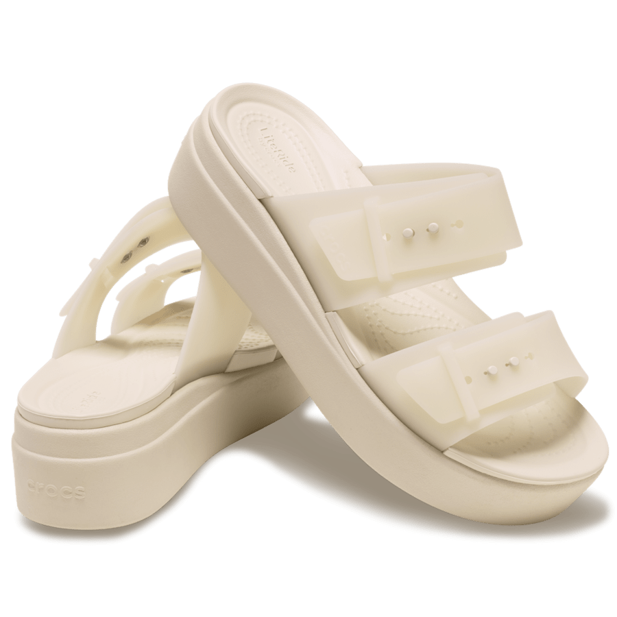 Sandstone Brooklyn Buckle Frosted Low Wedge - Pair - Crocs