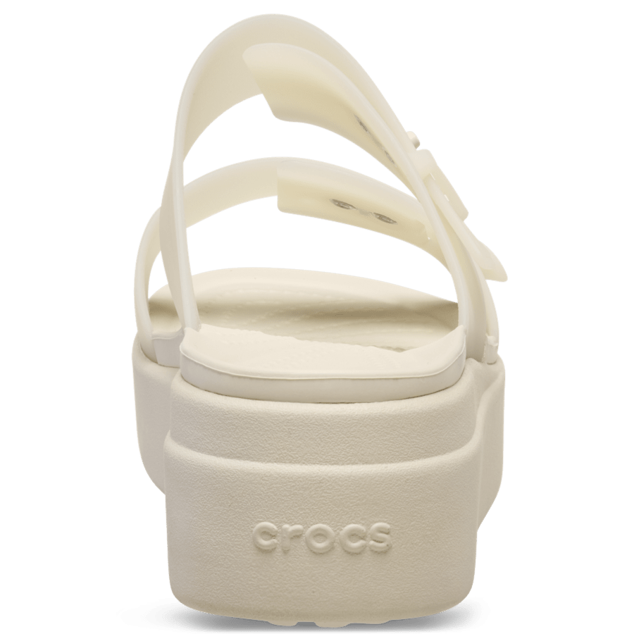 Sandstone Brooklyn Buckle Frosted Low Wedge - Back - Crocs