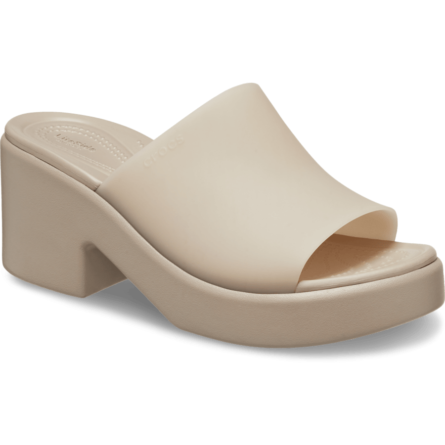 Taupe Brooklyn Frosted Slide Heel - Angle - Crocs