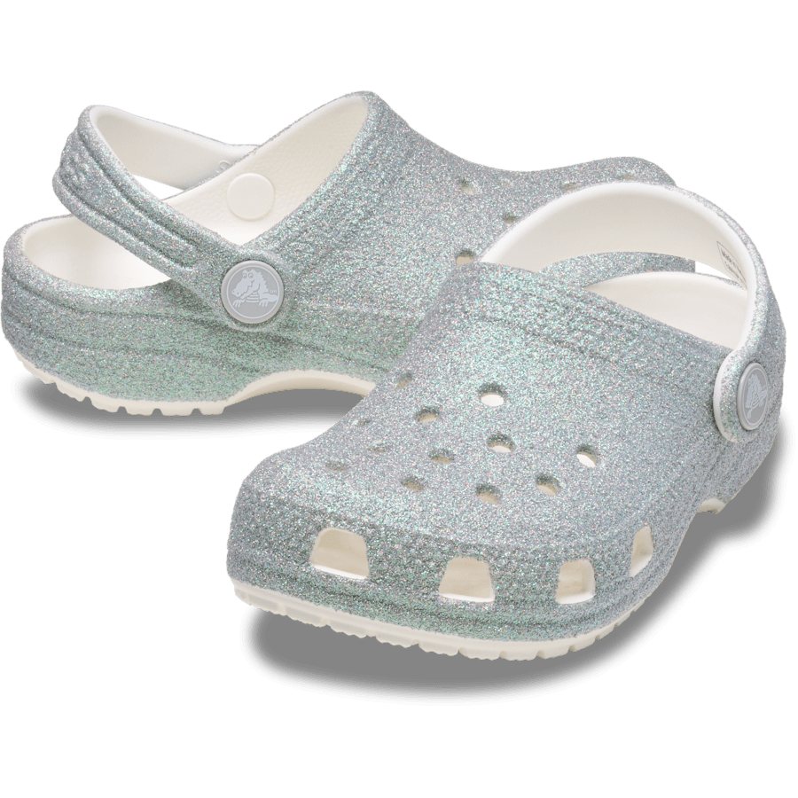 White Toddler Classic Iridescent Glitter Clog - Pair - Crocs