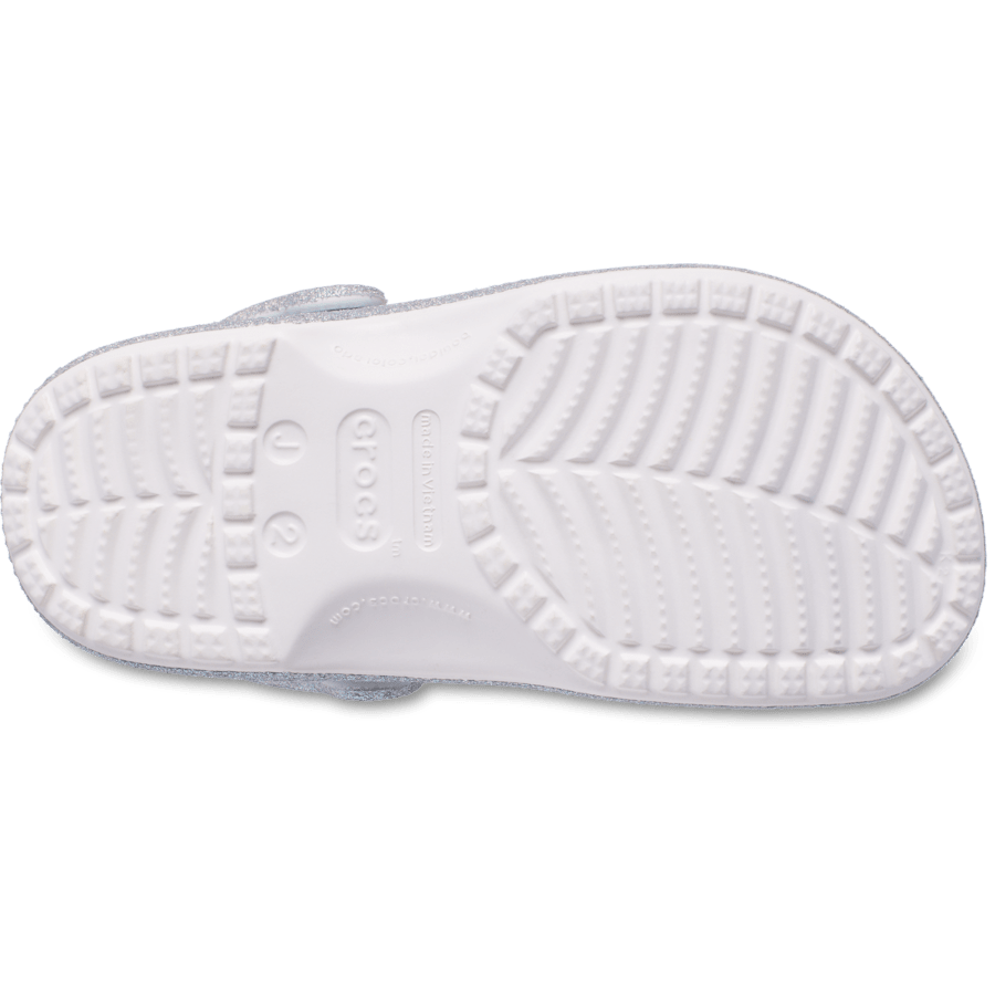 White Toddler Classic Iridescent Glitter Clog - Bottom - Crocs