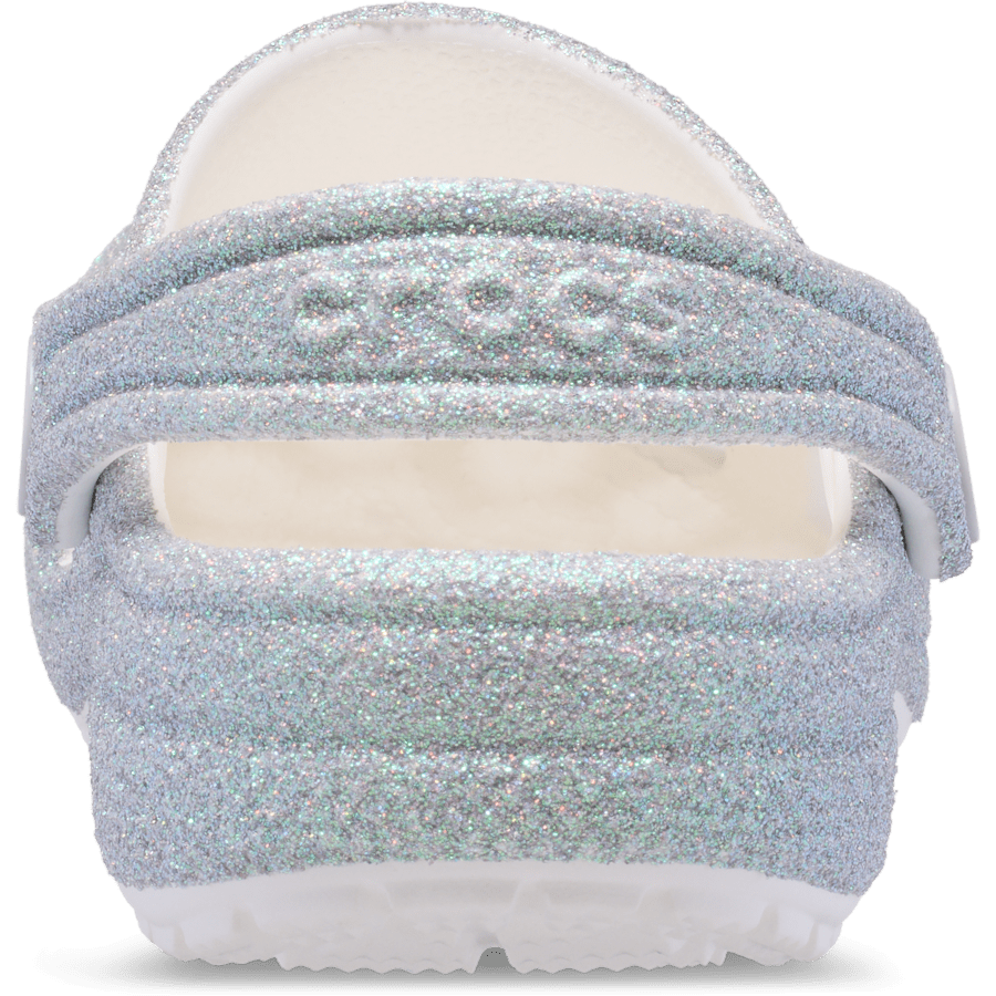 White Toddler Classic Iridescent Glitter Clog - Back - Crocs