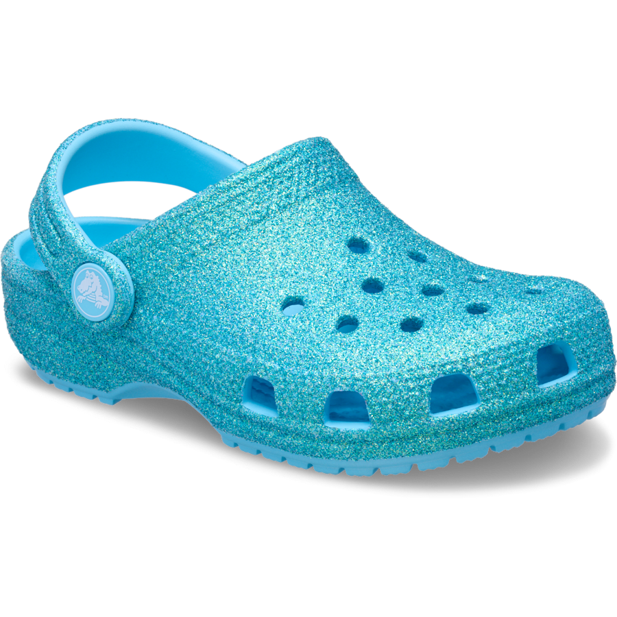 Tinted Glass Toddler Classic Iridescent Glitter Clog - Angle - Crocs
