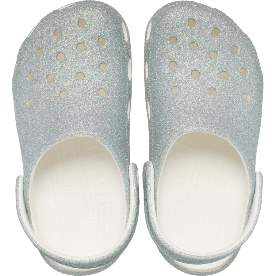 White Kids’ Classic Iridescent Glitter Clog - Top - Crocs