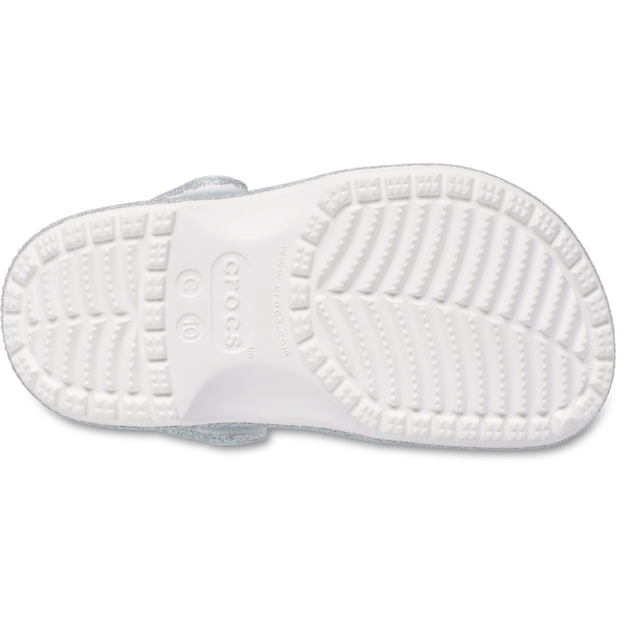 White Kids’ Classic Iridescent Glitter Clog - Bottom - Crocs