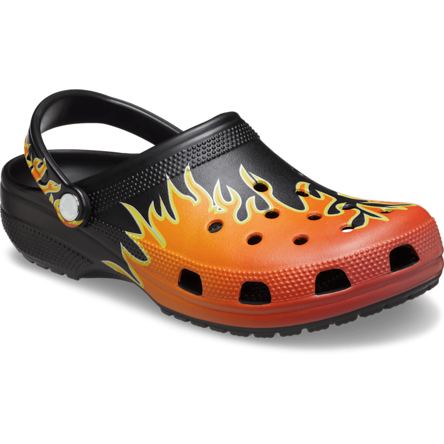 Black / Multi Classic Flames Clog - Angle - Crocs