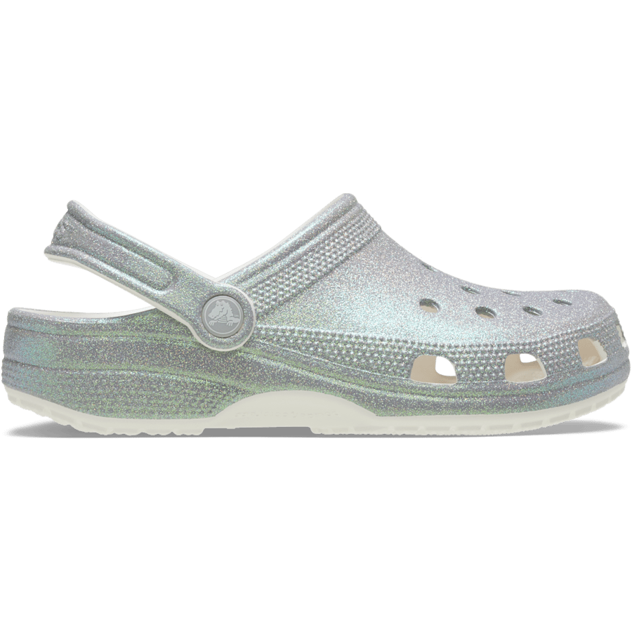 White Classic Iridescent Glitter Clog - Side - Crocs