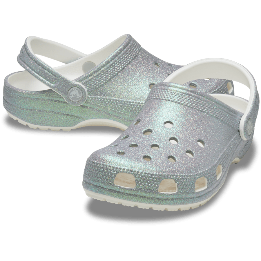 White Classic Iridescent Glitter Clog - Pair - Crocs