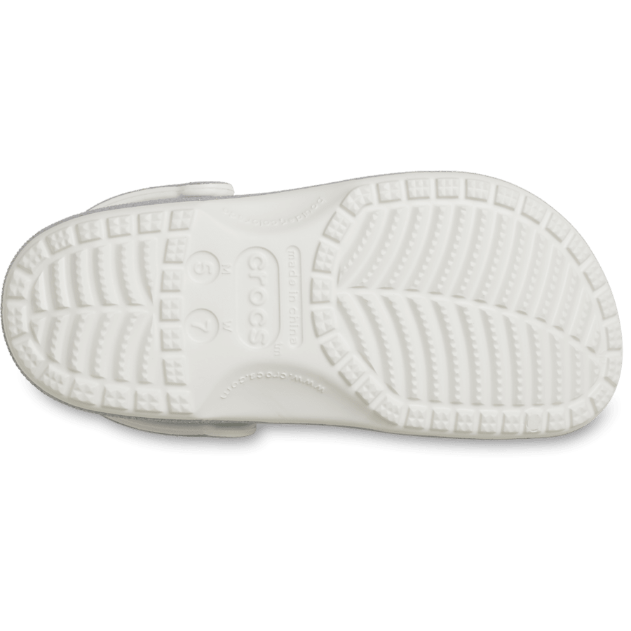 White Classic Iridescent Glitter Clog - Bottom - Crocs