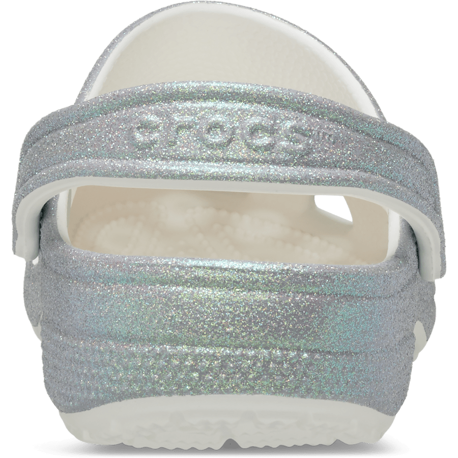 White Classic Iridescent Glitter Clog - Back - Crocs