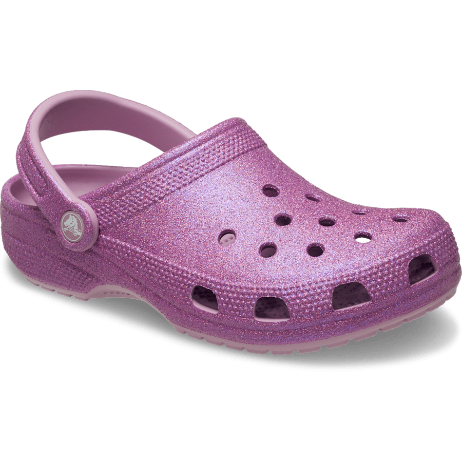 Hydrangea Classic Iridescent Glitter Clog - Angle - Crocs