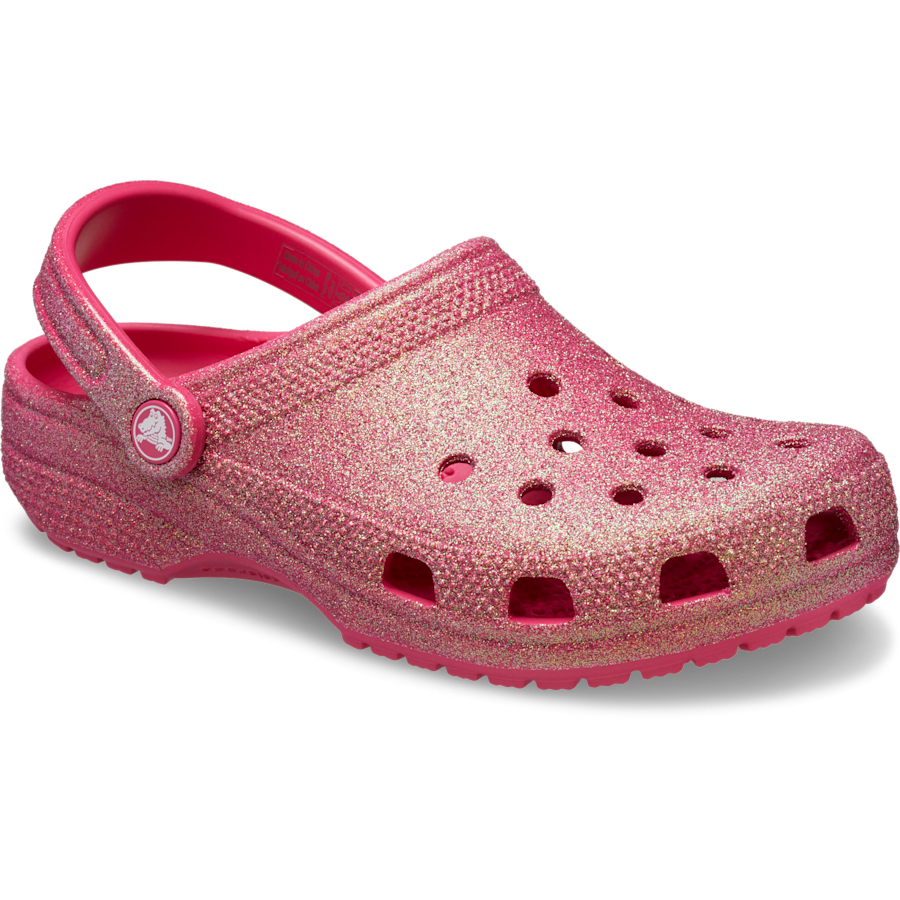 Dragon Fruit Classic Iridescent Glitter Clog - Angle - Crocs