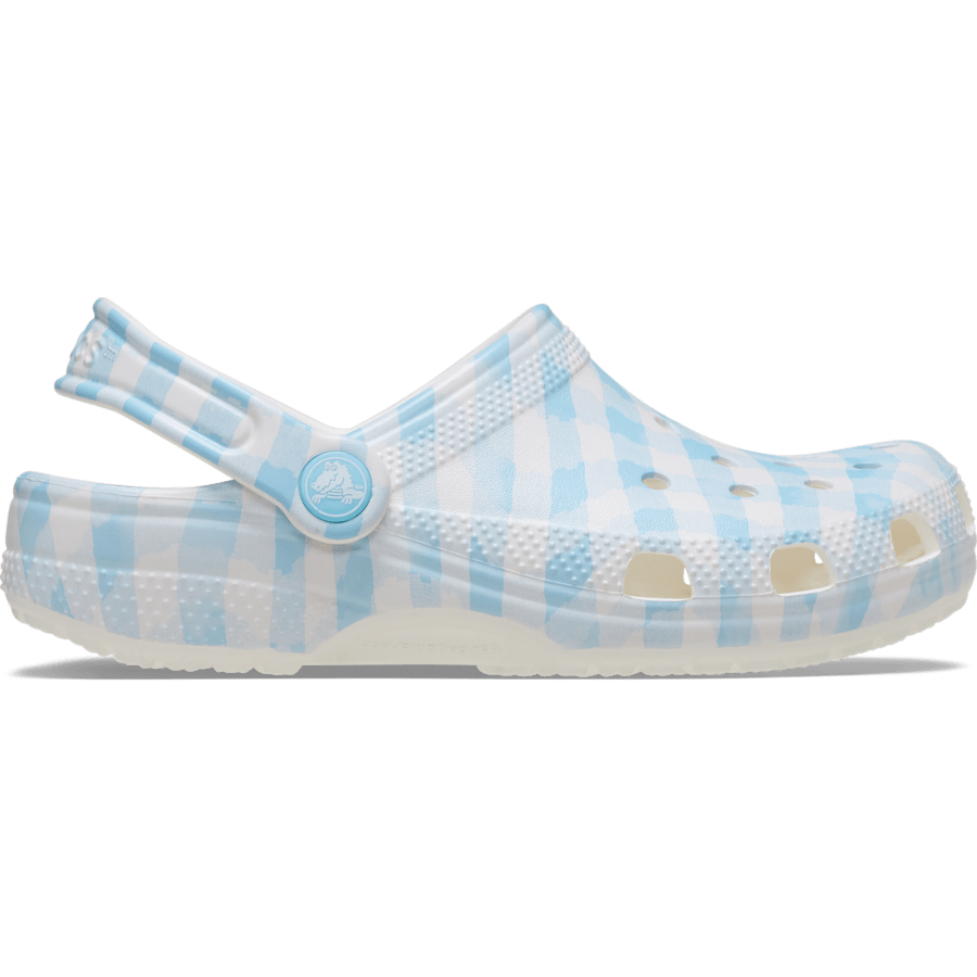 White / Blue Classic Gingham Clog - Side - Crocs