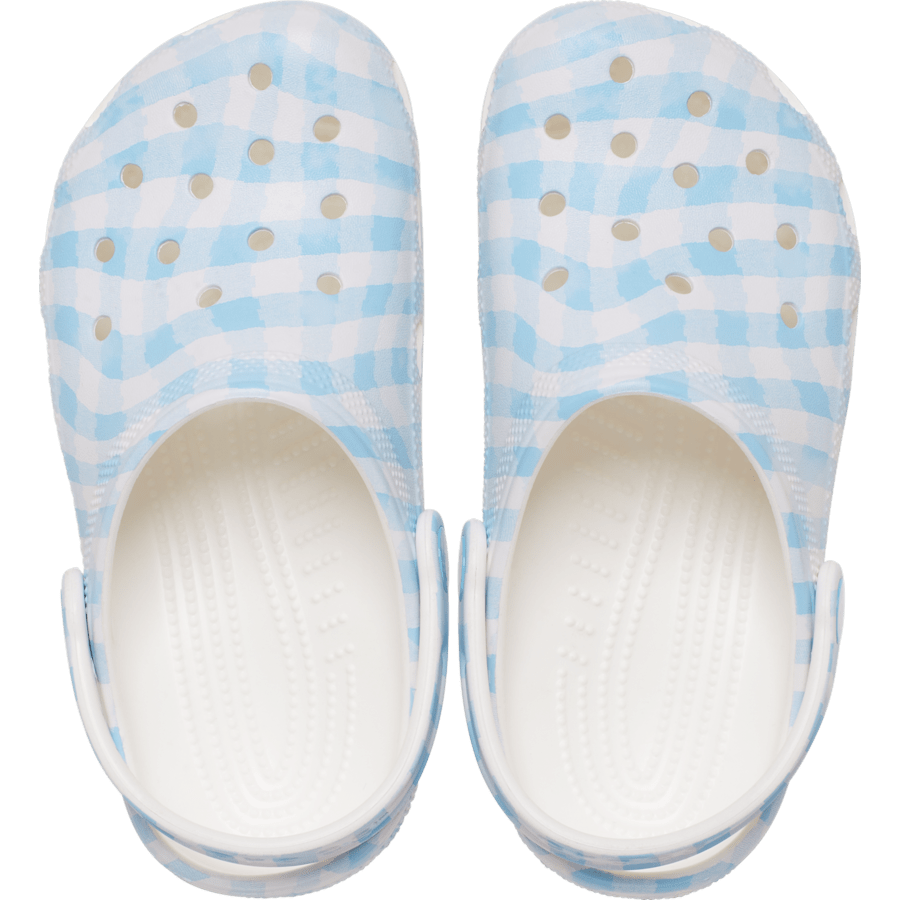 White / Blue Classic Gingham Clog - Top - Crocs
