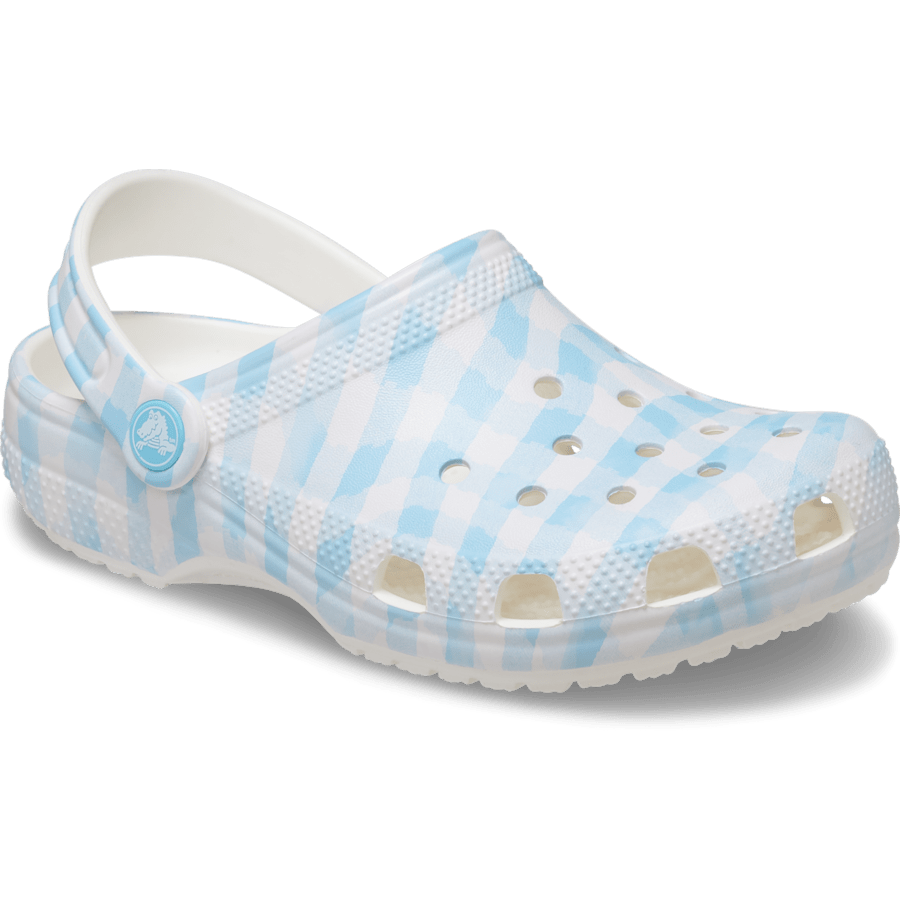 White / Blue Classic Gingham Clog - Angle - Crocs