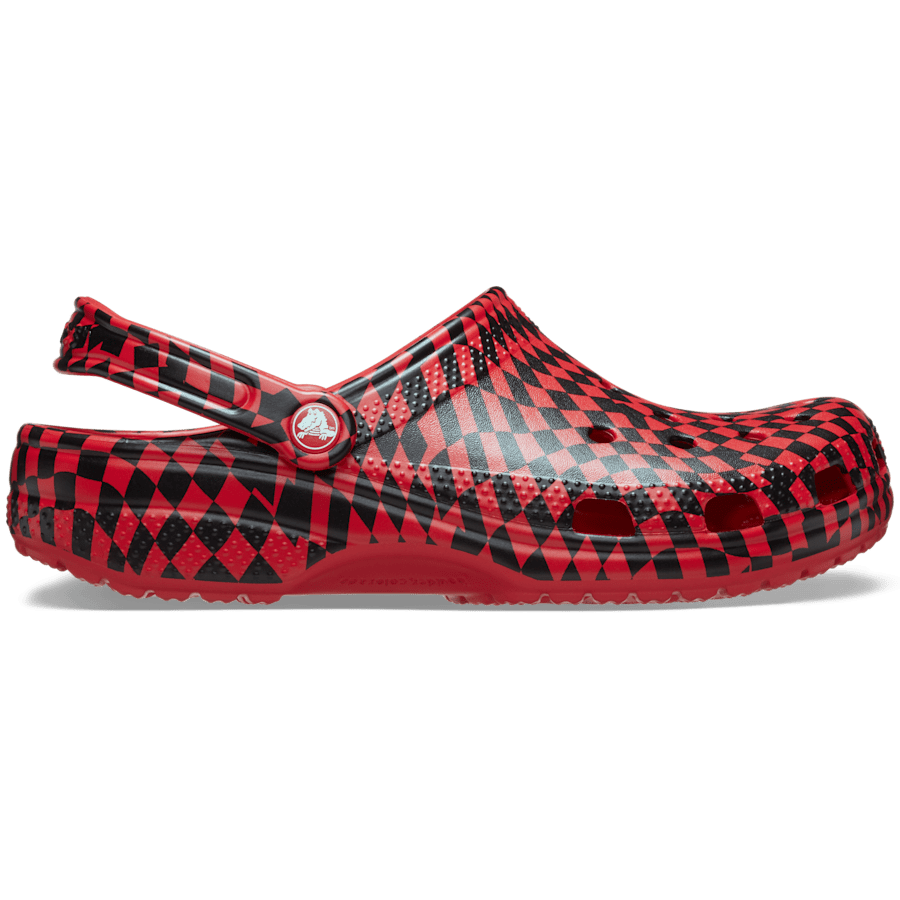 Black / Varsity Red Warped Checker Clog - Side - Crocs