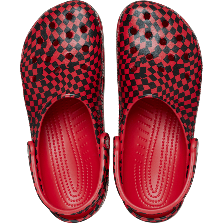 Black / Varsity Red Warped Checker Clog - Top - Crocs