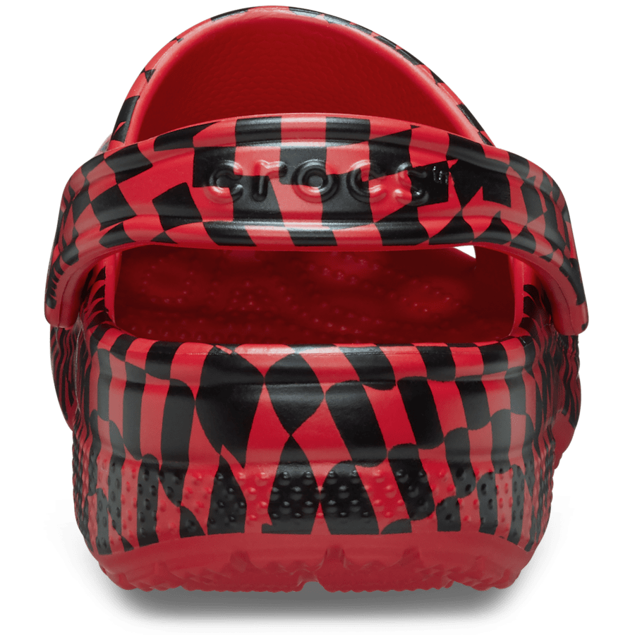 Black / Varsity Red Warped Checker Clog - Back - Crocs