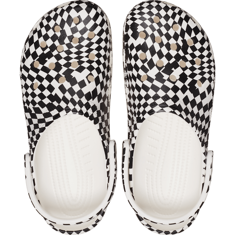 White / Black Warped Checker Clog - Top - Crocs