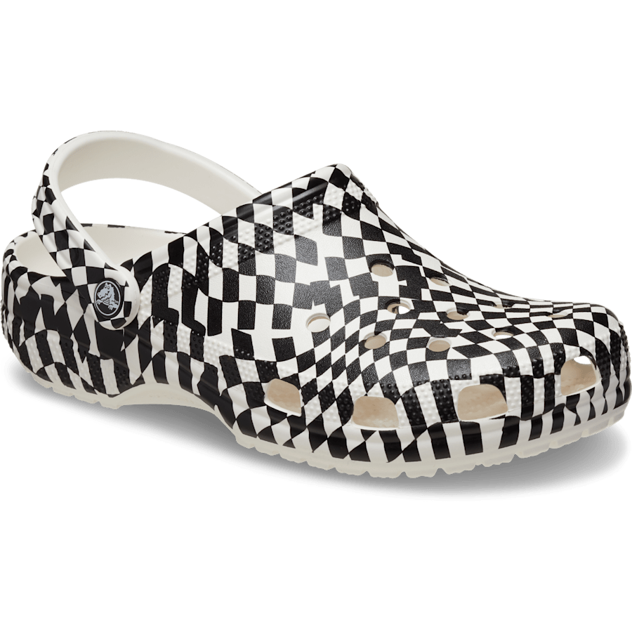 White / Black Warped Checker Clog - Angle - Crocs