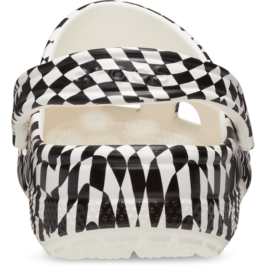 White / Black Warped Checker Clog - Back - Crocs