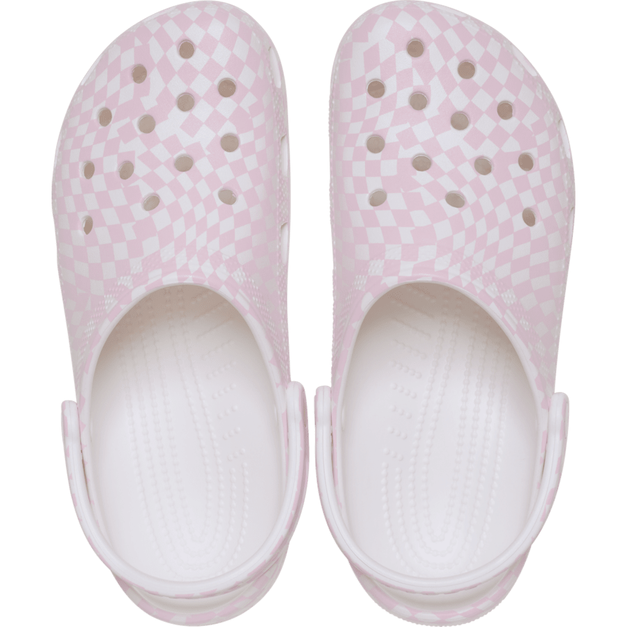 Pink Milk Warped Checker Clog - Top - Crocs