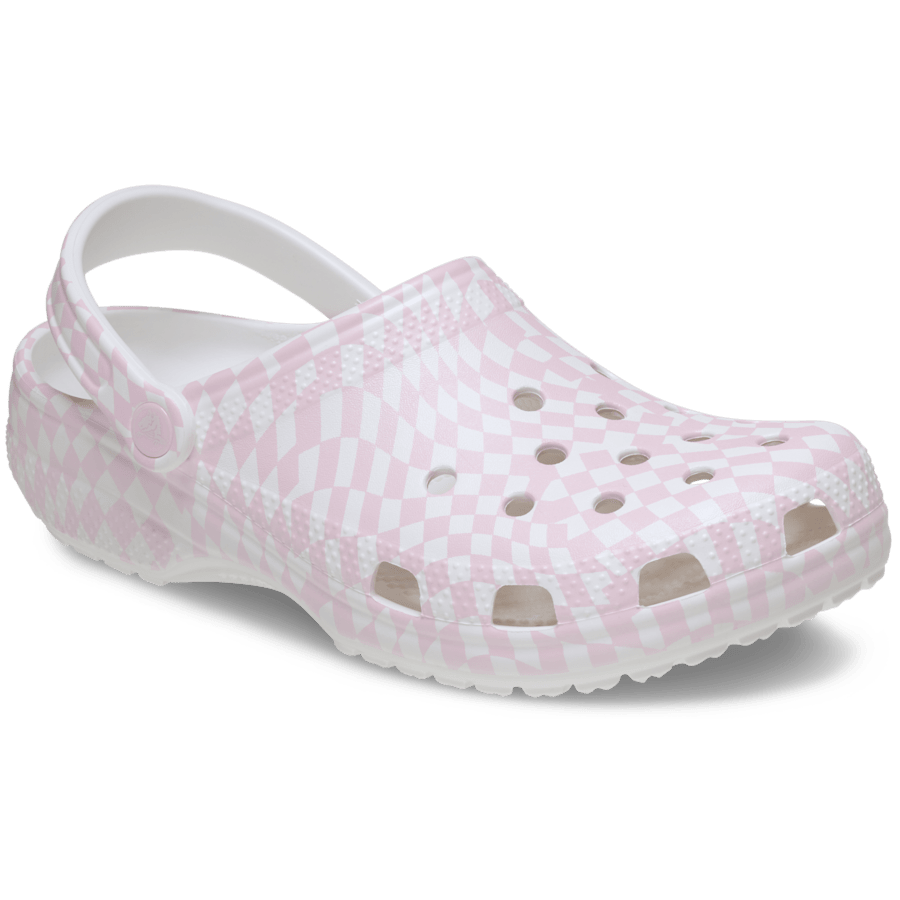 Pink Milk Warped Checker Clog - Angle - Crocs