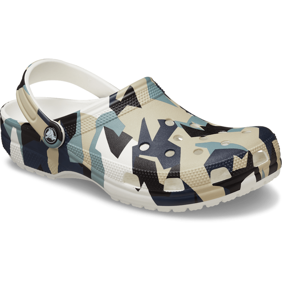 White / Multi Classic Geo Camo Clog - Angle - Crocs