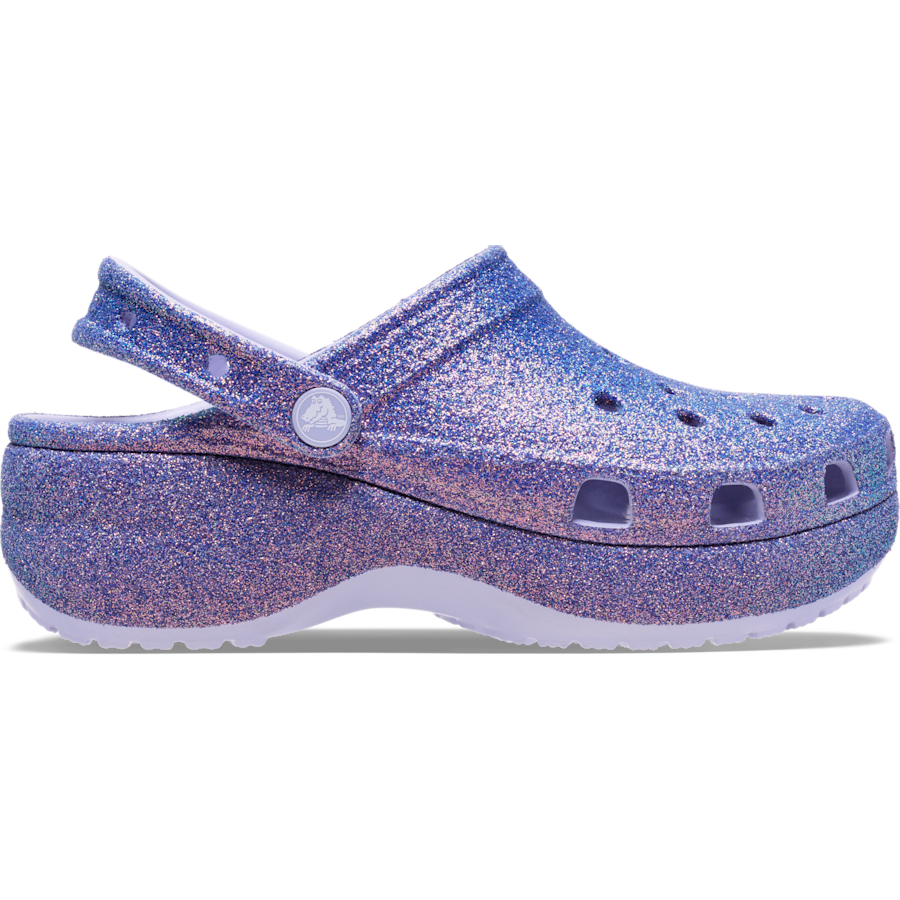 Purple Moon Classic Platform Iridescent Glitter Clog - Side - Crocs