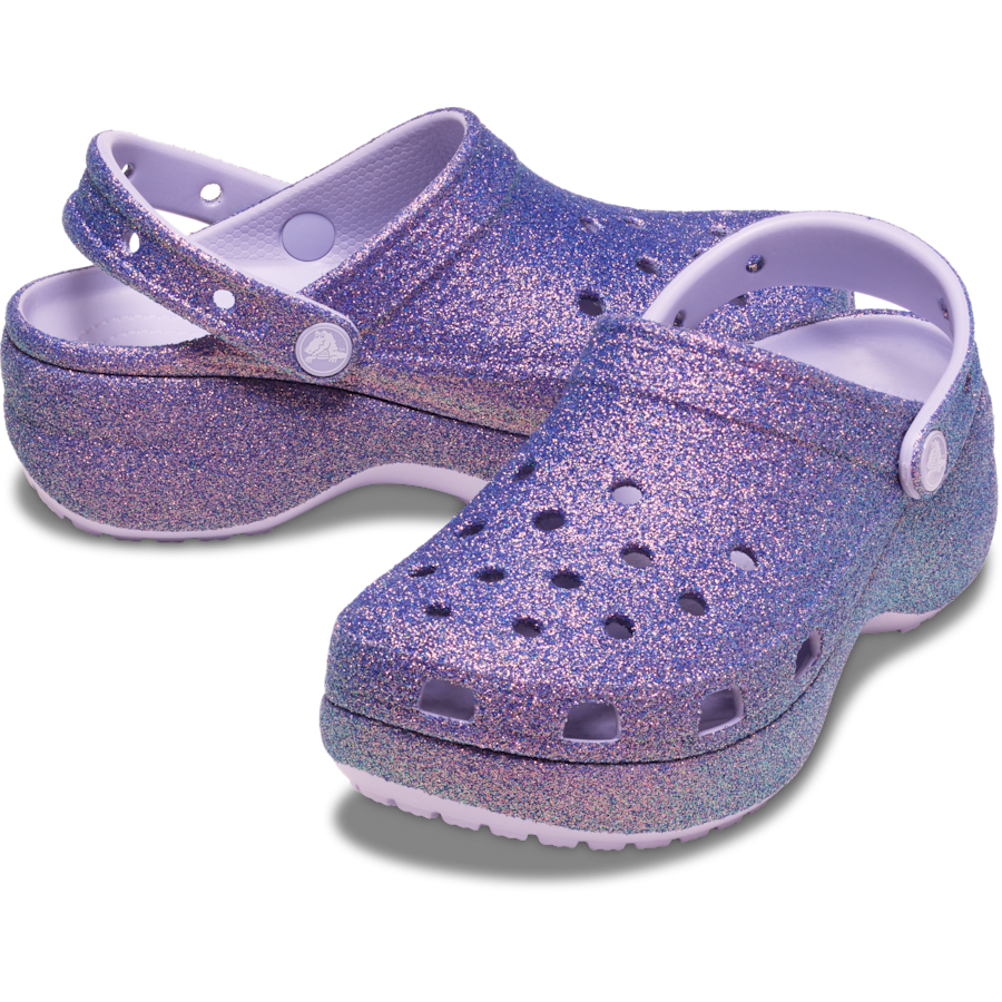 Purple Moon Classic Platform Iridescent Glitter Clog - Pair - Crocs