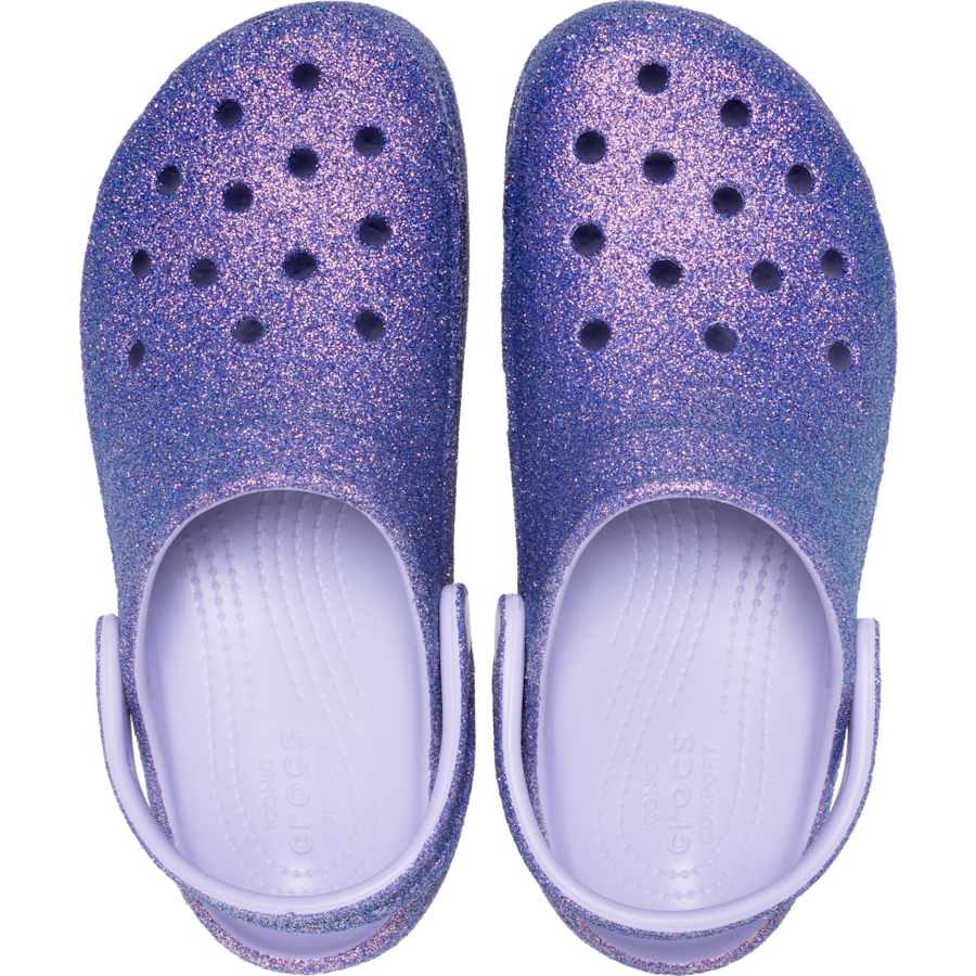 Purple Moon Classic Platform Iridescent Glitter Clog - Top - Crocs