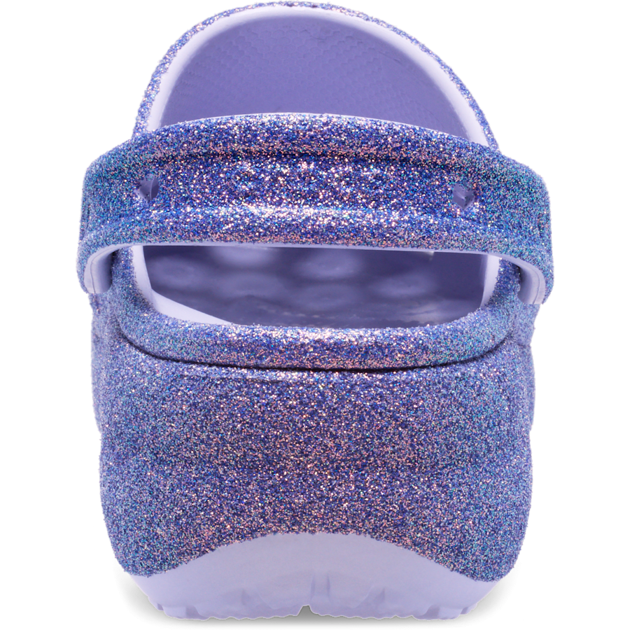 Purple Moon Classic Platform Iridescent Glitter Clog - Back - Crocs