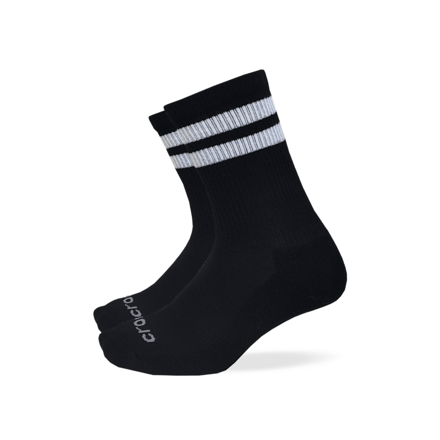 Black / Multi Large Stripe Crew Socks 3PK - Angle - Crocs