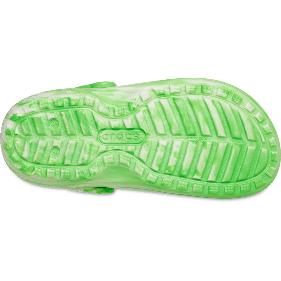 Green Slime Classic Lined Glow-in-the-Dark Marbled Clog - Bottom - Crocs
