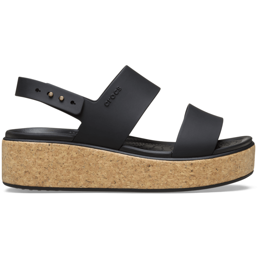 Black / Black Brooklyn Cork Low Wedge - Side - Crocs