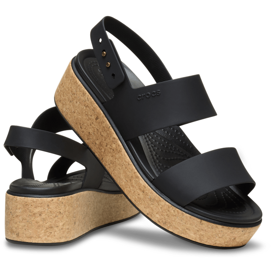 Black / Black Brooklyn Cork Low Wedge - Pair - Crocs