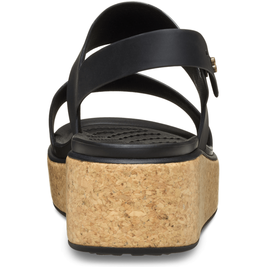 Black / Black Brooklyn Cork Low Wedge - Back - Crocs