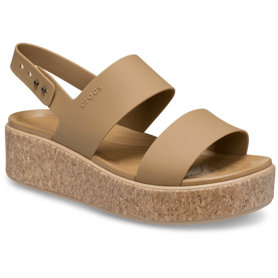 Crocs Brooklyn Low Wedge Cork Sandal — Umber