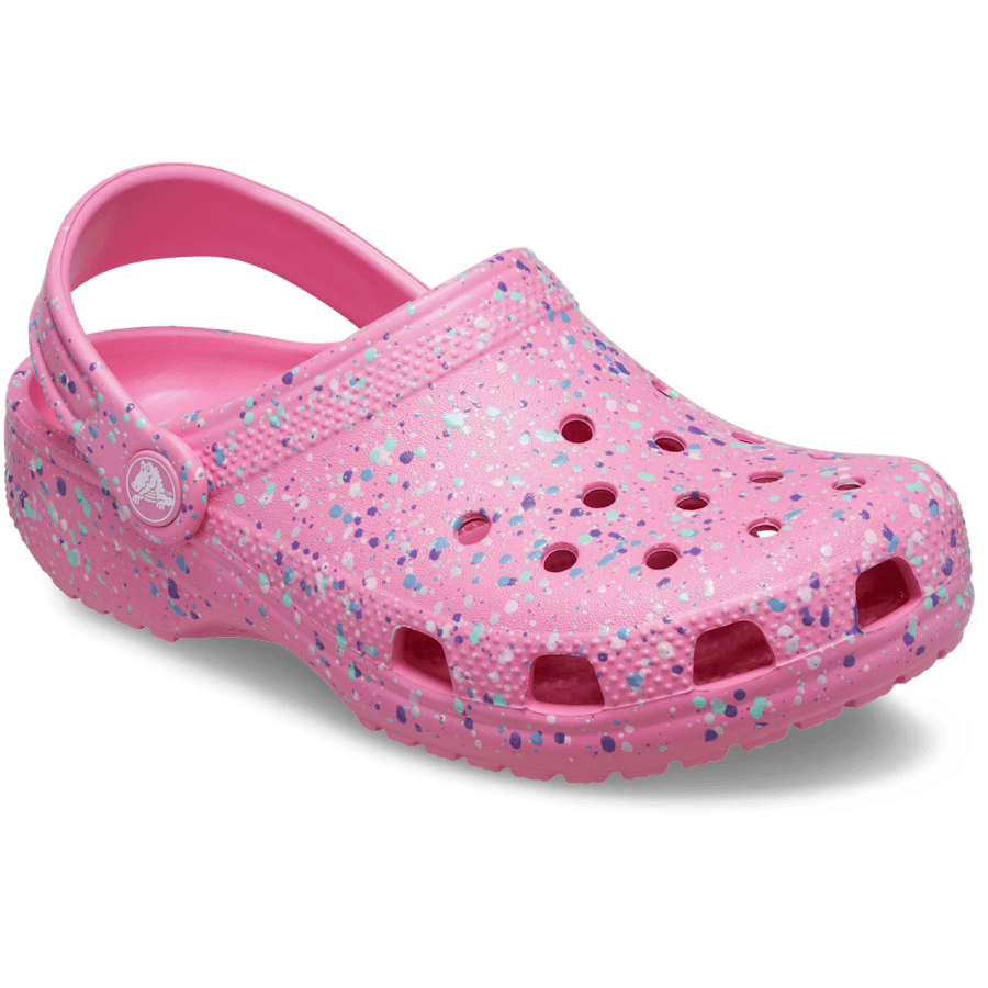 Pink Lemonade/Multi Toddler Classic Paint Splatter Clog - Angle - Crocs