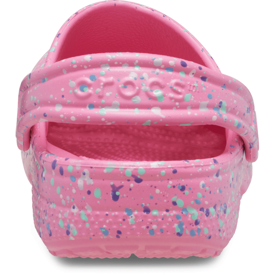 Pink Lemonade/Multi Toddler Classic Paint Splatter Clog - Back - Crocs