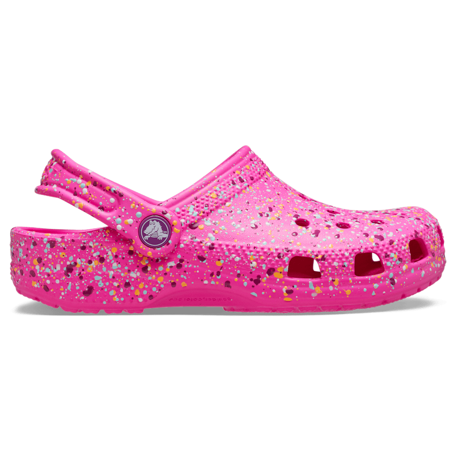 Pink Crush / Multi Toddler Classic Paint Splatter Clog - Side - Crocs