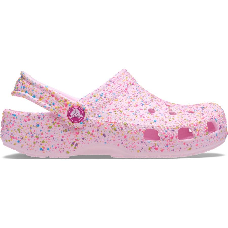 Pink Milk Toddler Classic Paint Splatter Clog - Side - Crocs