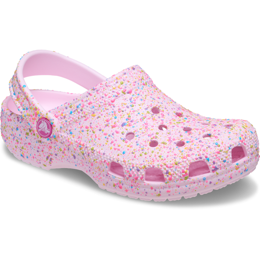 Pink Milk Toddler Classic Paint Splatter Clog - Angle - Crocs