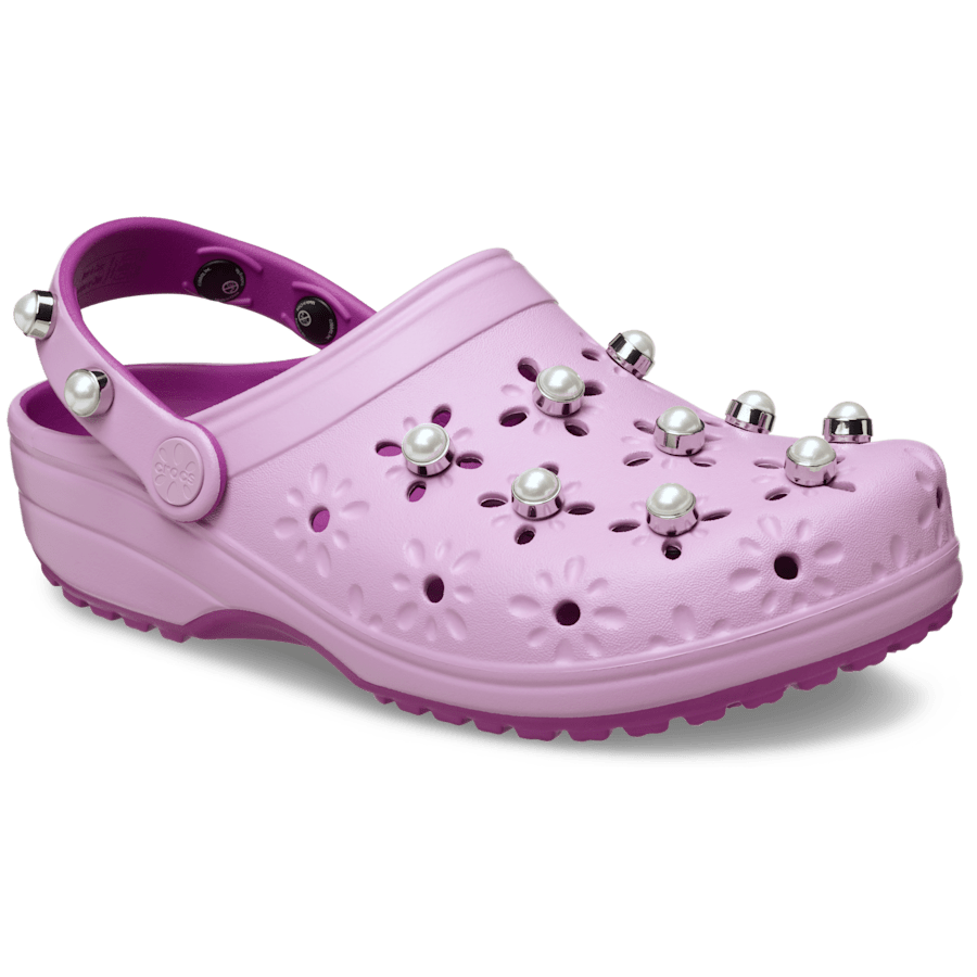 Hydrangea Classic Floral Cut Out Elevated Clog - Angle - Crocs