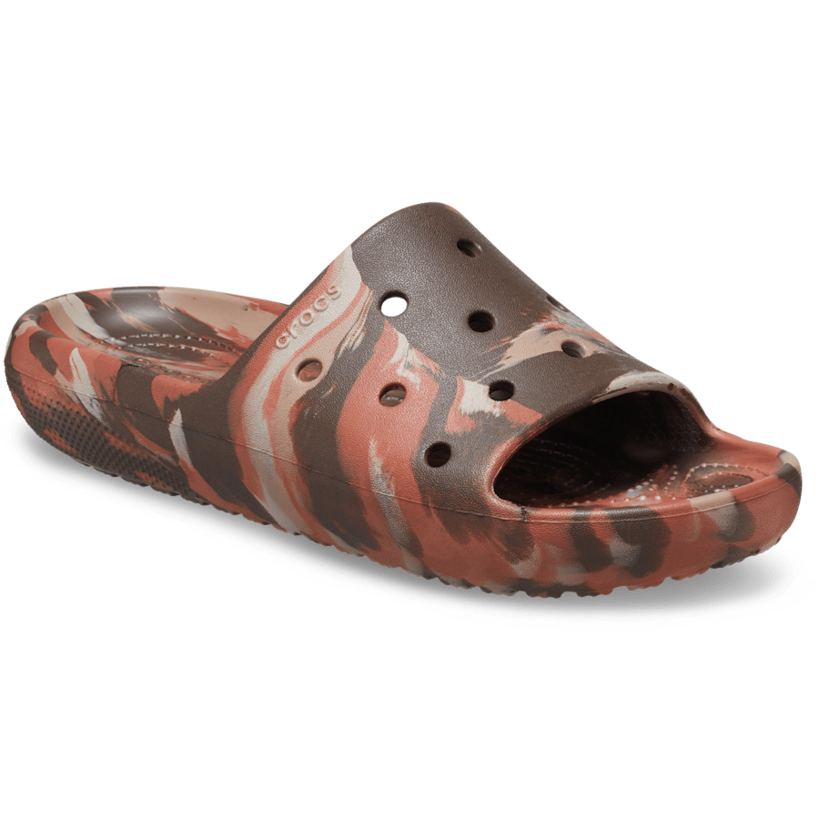 Coffee/Multi Classic Marbled Slide - Angle - Crocs