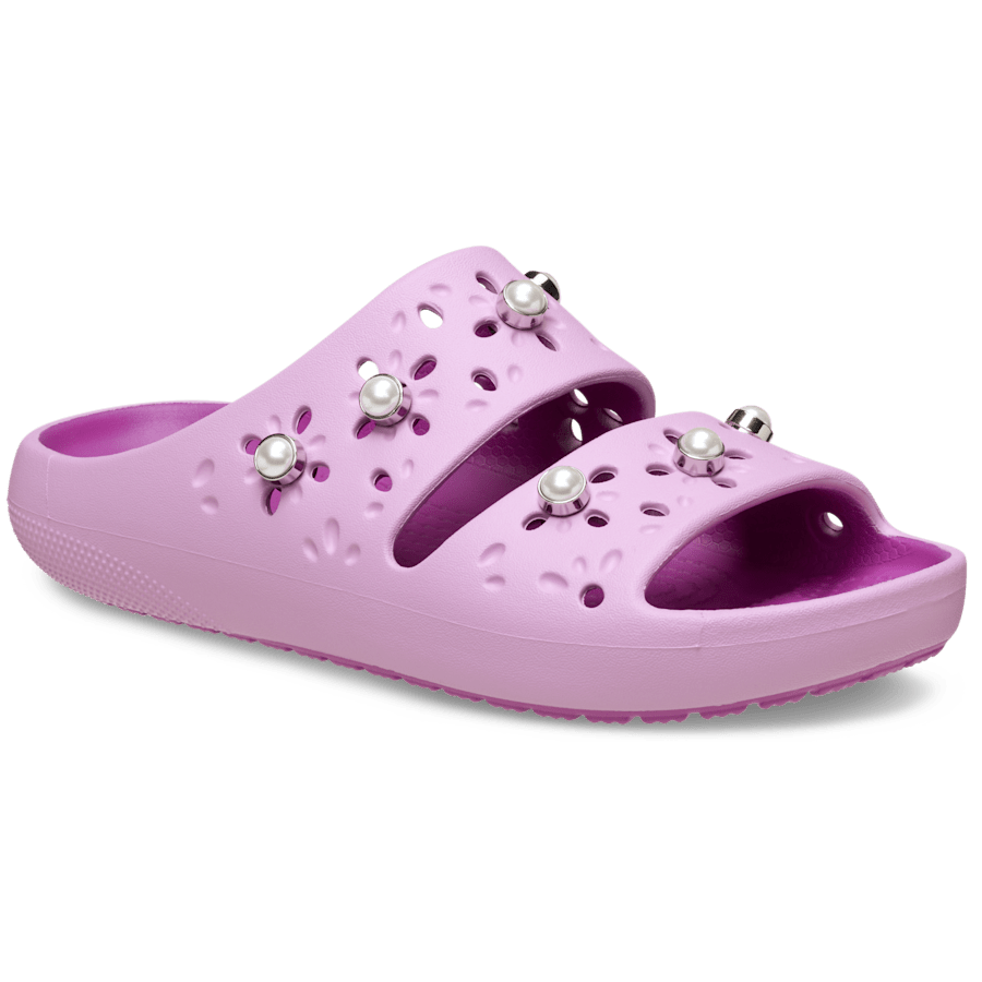 Hydrangea Classic Floral Cutout Elevated Sandal 2.0 - Angle - Crocs